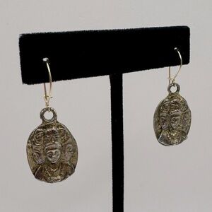 VINTAGE Bronze-Tone Brahma Dangle Earrings